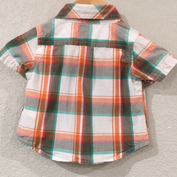 Old Navy Baby Boy Sz 0-3M Plaid Button‎ Shirt 100% Cotton Western Cowboy Preppy - Picture 3 of 7